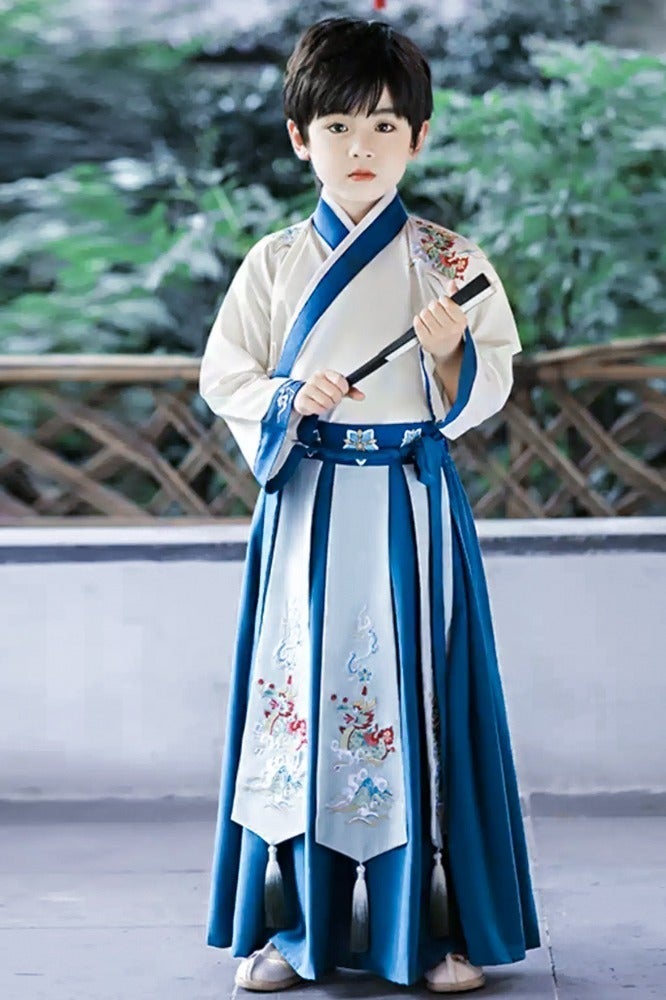 ليانانر الأولاد المطرز Hanfu Robe - الأطفال الصينيون التقليديون الأزياء القديم مع مروحة للمسرحيات المدرسية الكلاسيكية والأداء الثقافي - Image 2