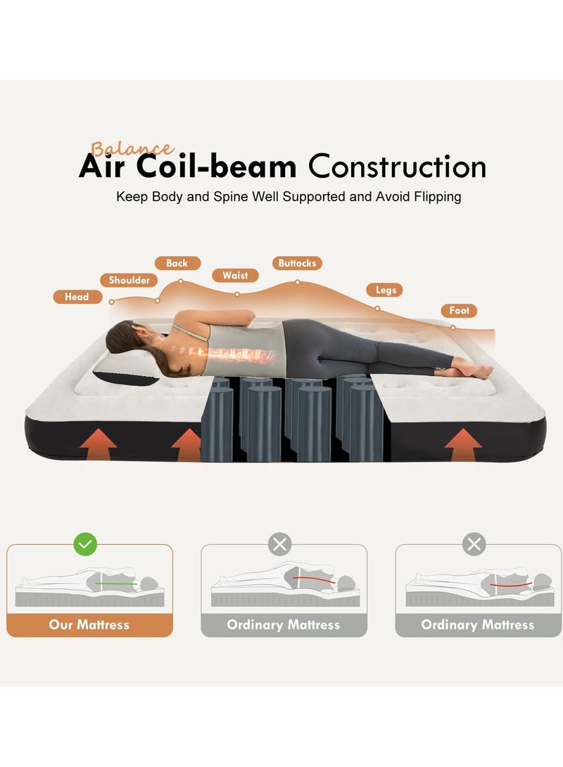 XiuWoo Queen Size Air Mattress for Tents Camping Portable Double Inflatable Couch with Soft Backrest Pillows, Electric Air Pump for Home and Car and Patch Kit, Blow Up Bed for Car Travel Overnight OutdoorsFamily Leisure,203*152*22cm - Image 3