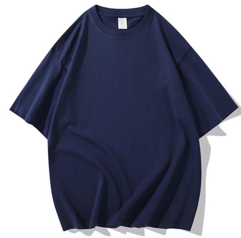 300G Pure Cotton T-Shirt For Men And Women, Heavyweight, Thick, Opaque, Loose, American Style, Off-Shoulder, Large Size, Pure Color Half-Sleeved Top - Image 1