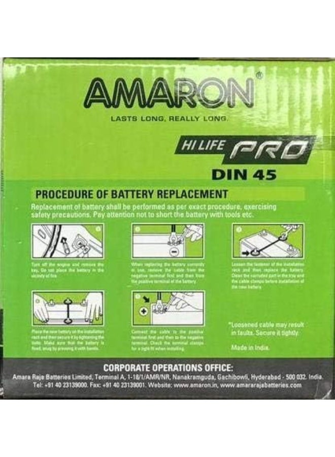 Amaron Maintenance Free Car Battery 12V 45AH DIN45 - Image 2
