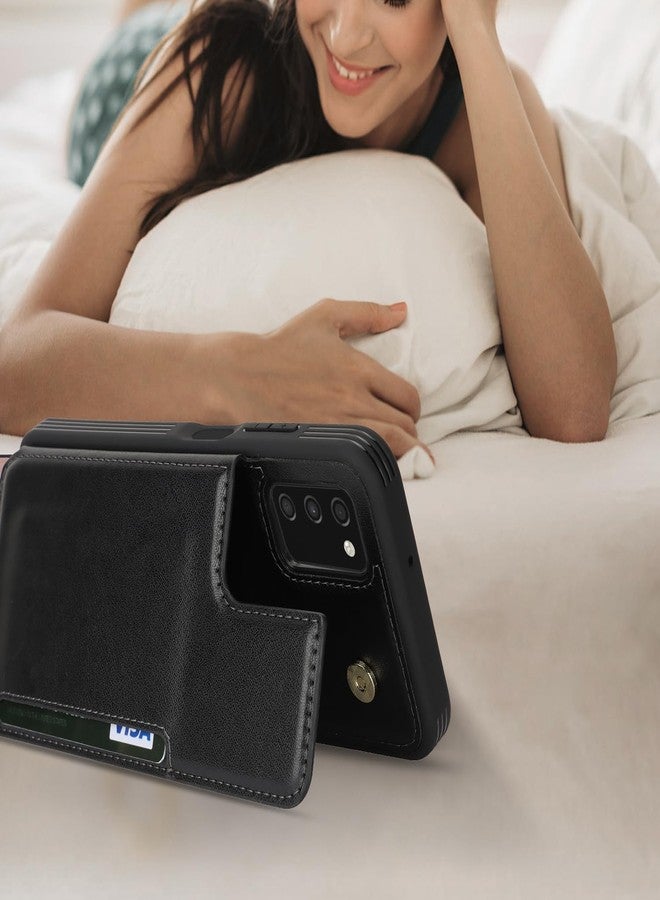 آي كوفر كايس جراب iCoverCase متوافق مع هاتف سامسونج جالاكسي A03s، مزود بحامل بطاقات، جراب محفظة للرجال والنساء [حجب RFID] جراب حماية للهاتف مصنوع من جلد البولي يوريثان، مناسب للنسخة الأوروبية من هاتف A03s (أسود) - Image 5