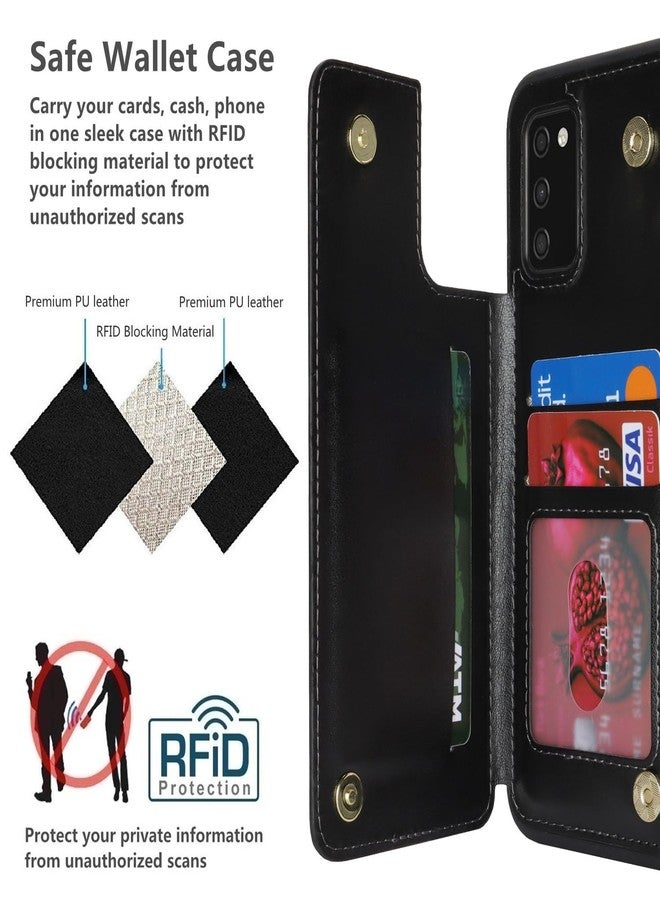 آي كوفر كايس جراب iCoverCase متوافق مع هاتف سامسونج جالاكسي A03s، مزود بحامل بطاقات، جراب محفظة للرجال والنساء [حجب RFID] جراب حماية للهاتف مصنوع من جلد البولي يوريثان، مناسب للنسخة الأوروبية من هاتف A03s (أسود) - Image 4