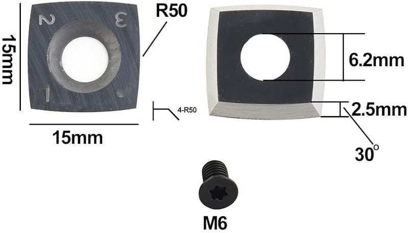 15x15x2 5mm Carbide Cutter Inserts R150 Square Replacement Blades For Woodworking Planer CNC Lathe Turning Tools - Image 3