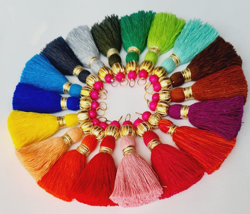 Zippy Flora Handmade Mini Cotton Tassels with Zari Bead Embellishments – Pack of 10 | Vibrant Multicolor Decorative Tassels for DIY Crafts, Home Décor, Wall Hangings, Gift Decoration - Image 4