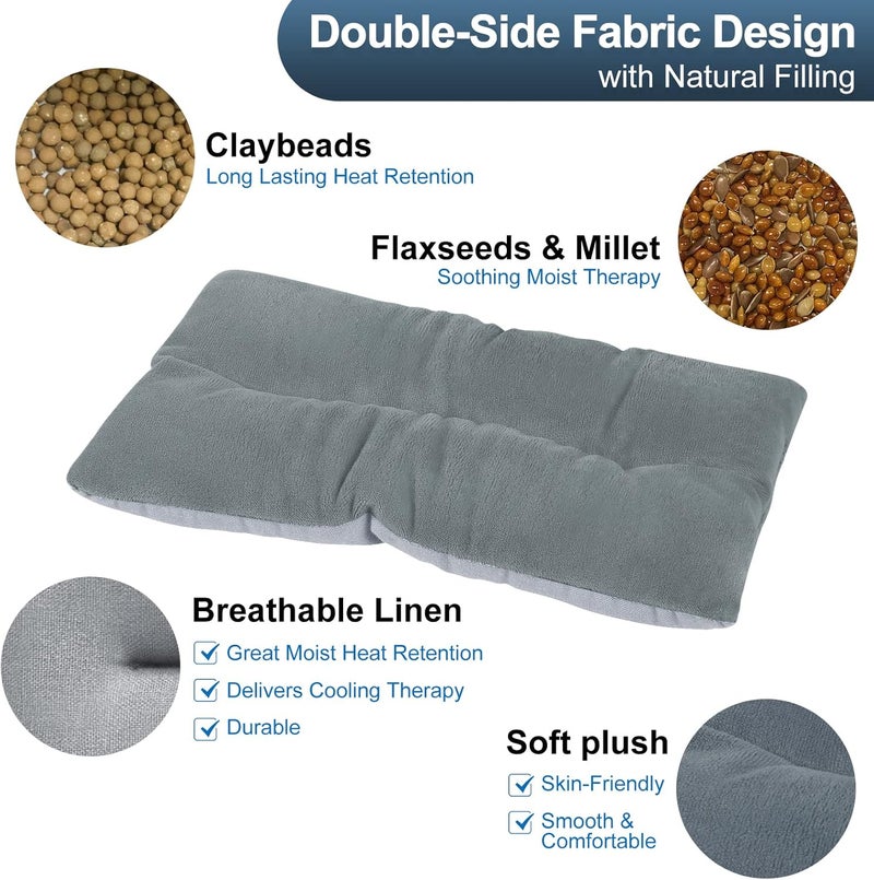 Atsuwell Heating Pad Microwavable Warm Compress 6 x 11 Multipurpose Microwave Heating Pad for Cramps Knee Muscles Joints Unscented Moist Heat Pack for Relaxation Grey - Image 4