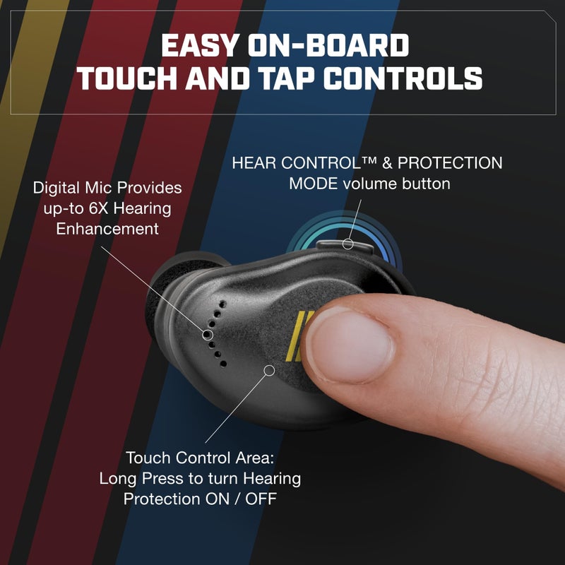 AXIL XCOR PRO NASCAR Wireless Earbuds Bluetooth â€” HearPRO Buds with Touch Control â€” Bluetooth Enhancement â€” Hearing Protection â€” Dust & Water Resistant â€” Wind Resistant True Wireless Earbuds - Image 4