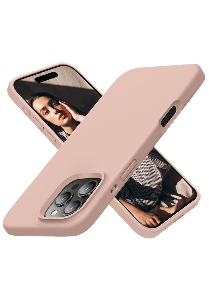 Premium Soft Silicone Case for iPhone 16 Pro - Silky Soft Touch Full-Body Protective Bumper in Sandy Pink - Image 1