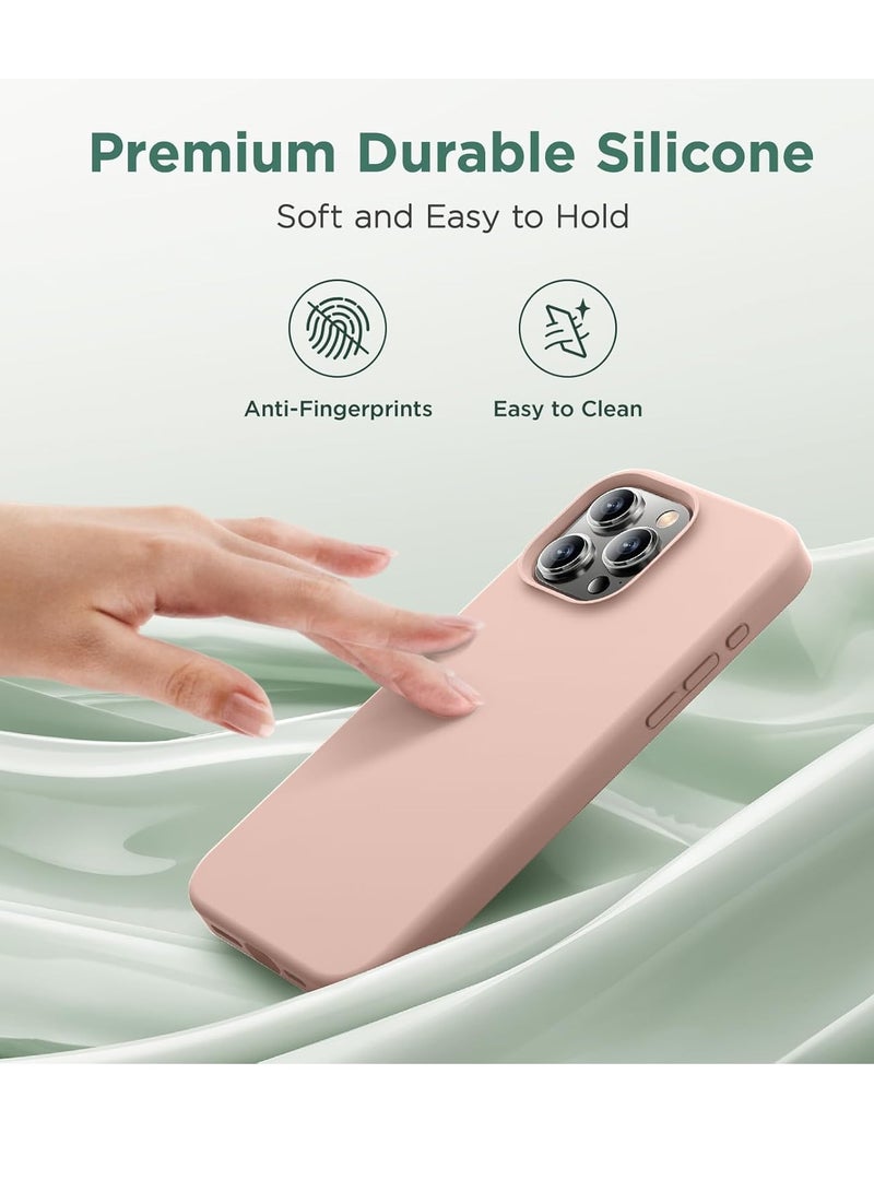 Premium Soft Silicone Case for iPhone 16 Pro - Silky Soft Touch Full-Body Protective Bumper in Sandy Pink - Image 4