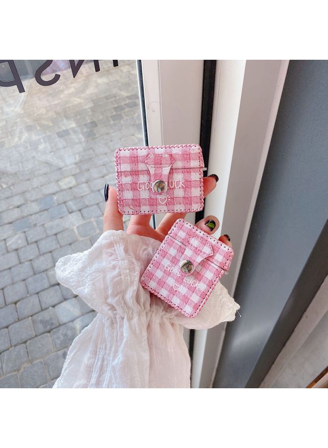 Loquat Suitable For AirPods 4 Headphone Case Cartoon All-inclusive Leather Case For Apple1/2 Generation Pro2 Bluetooth Protective Case One-piece Case-Color:One-piece Leather Case-red Plaid-Model:Airpods 3 - Image 1