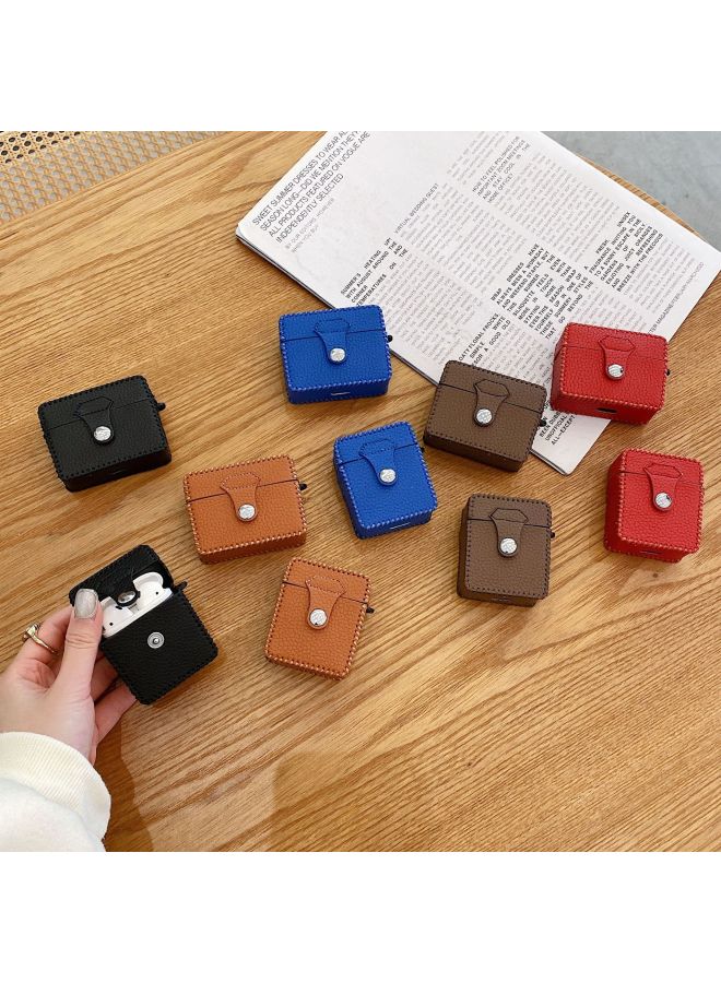 Loquat Suitable For AirPods 4 Headphone Case Cartoon All-inclusive Leather Case For Apple1/2 Generation Pro2 Bluetooth Protective Case One-piece Case-Color:One-piece Leather Case-red Plaid-Model:Airpods 3 - Image 3