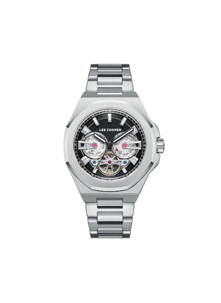 Lee Cooper LEE COOPER LC08124.350 Men's Automatic Display Watch & Metal Strap Silver