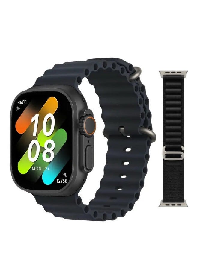 في & حول X9+ ULTRA 2 Series، شاشة سوبر أموليد 9 بوصة، يدعم الذكاء الاصطناعي، دردشة، GPT، GPS، NFC، بلوتوث، مكالمات V5، شاحن لاسلكي، أسود - Image 1