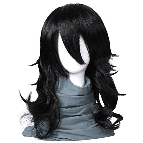 ColorGround Medium Long Wavy Anime Cosplay Wig for Men (Black Wavy) - Image 1