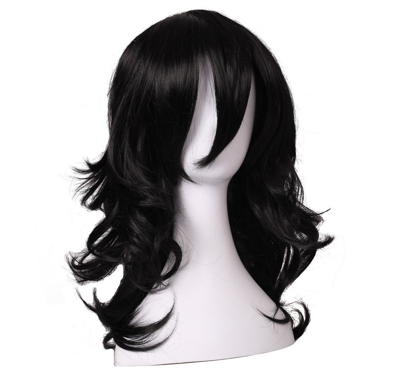 ColorGround Medium Long Wavy Anime Cosplay Wig for Men (Black Wavy) - Image 2
