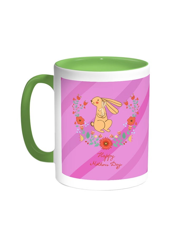 Happy Mother's Day Printed Coffee Mug Green/White 11ounce