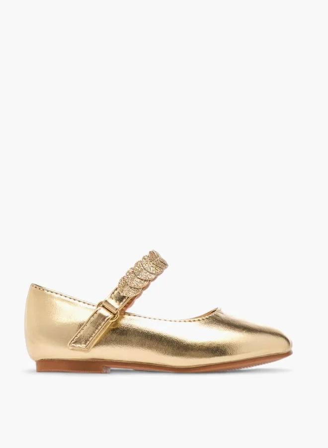 JUNIORS Girls Solid Ballerina Shoes With Embellished Hook And Loop Closure