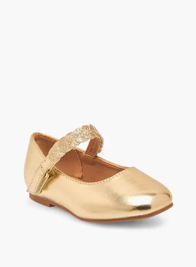 JUNIORS Girls Solid Ballerina Shoes With Embellished Hook And Loop Closure
