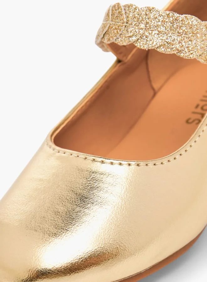 JUNIORS Girls Solid Ballerina Shoes With Embellished Hook And Loop Closure