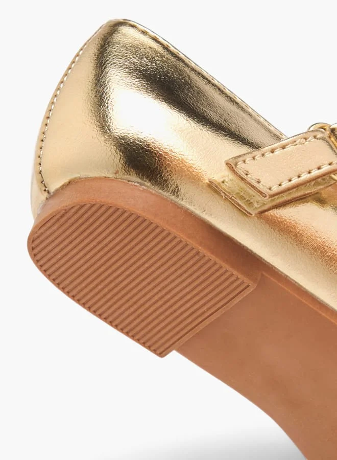 JUNIORS Girls Solid Ballerina Shoes With Embellished Hook And Loop Closure
