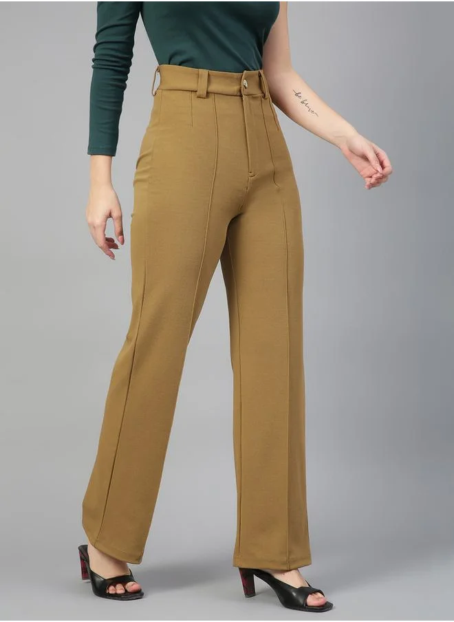 كوتي Pintuck Detail Mid Rise Straight Leg Trousers by Styli