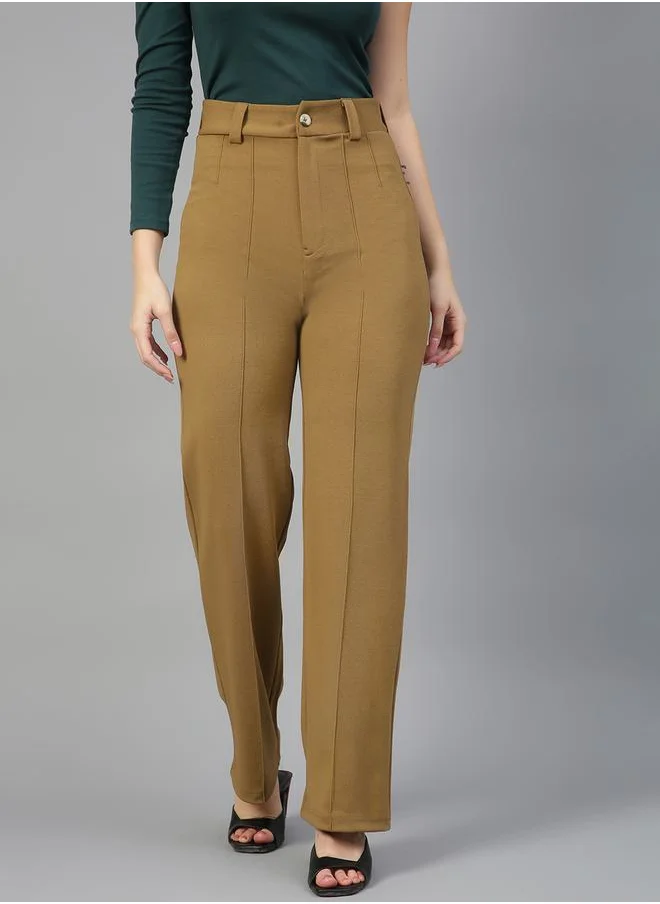 كوتي Pintuck Detail Mid Rise Straight Leg Trousers by Styli