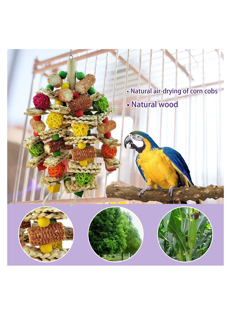 ألعاب الببغاء ، وألعاب كوز الذرة للمضغ الطبيعي ، وألعاب قفص خشبي مناسبة للرمادي الأفريقي ، وماكاو ، وببغاء أمازون وغيرها من ألعاب قفص الطيور الكبيرة ، وألعاب قفص الببغاء المحب للطيور. - Image 2