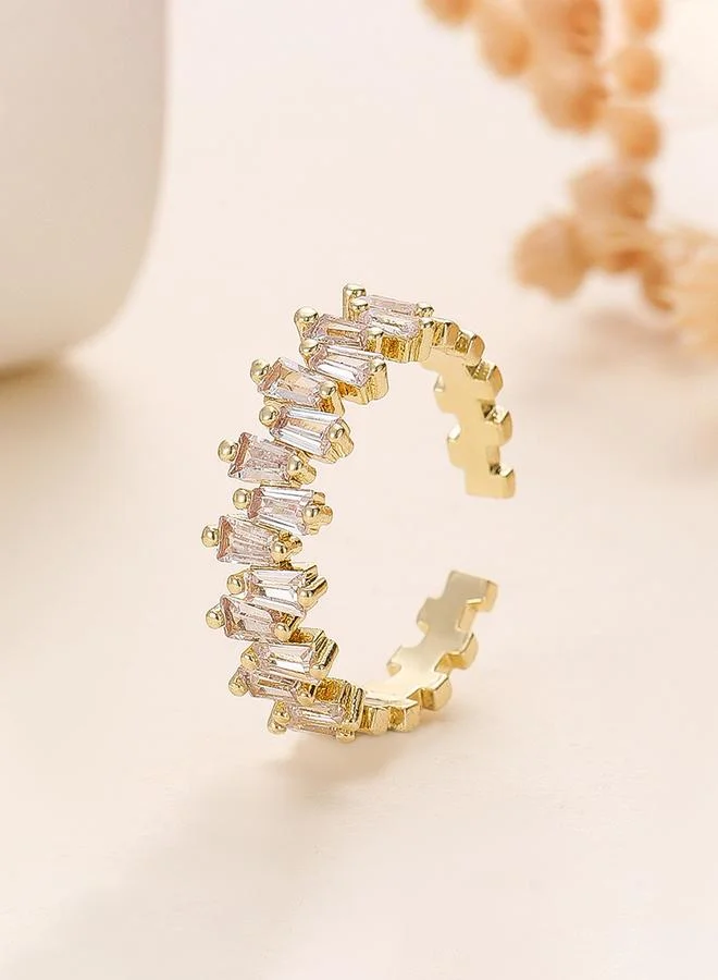 Take Two  Gold Tone Baguette Crystal Ring for Women | Best Price UAE