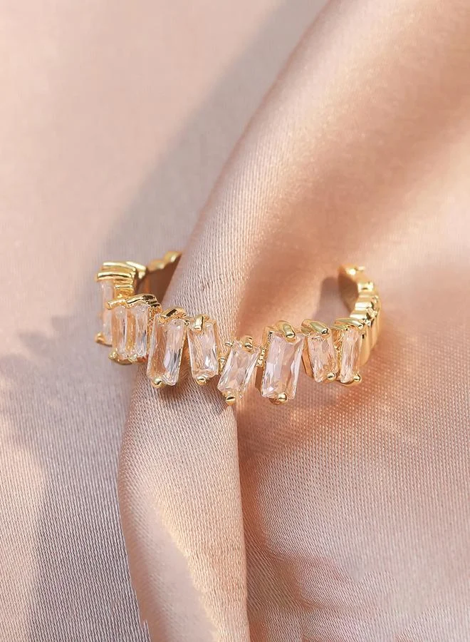Take Two  Gold Tone Baguette Crystal Ring for Women | Best Price UAE