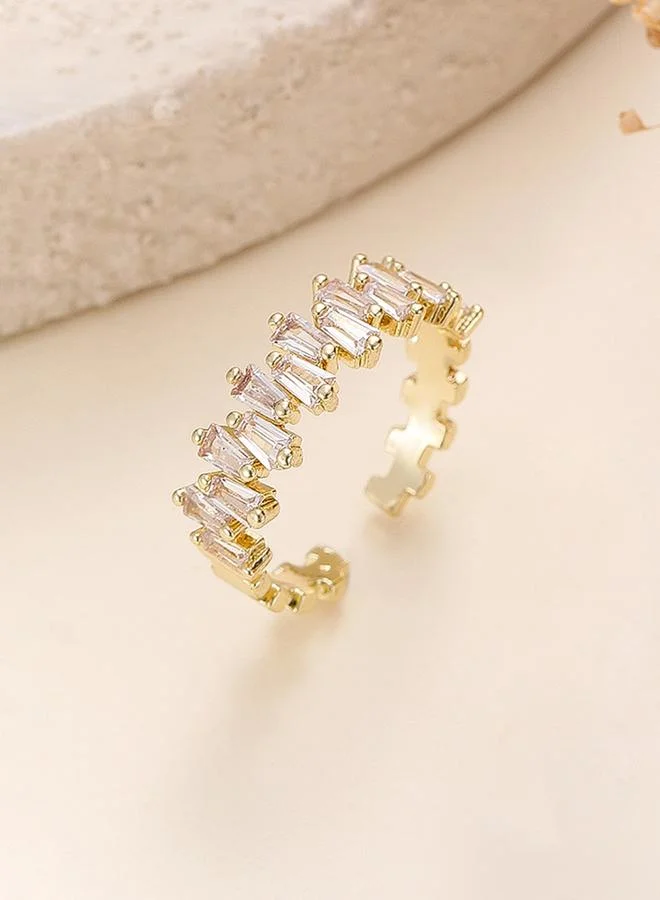 Take Two  Gold Tone Baguette Crystal Ring for Women | Best Price UAE