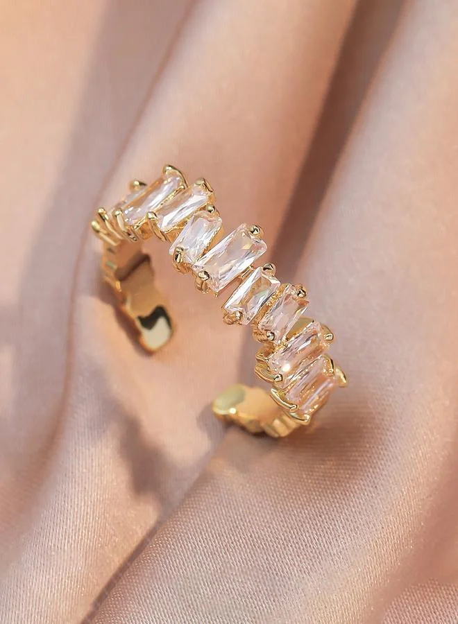 Gold Tone Baguette Crystal Ring