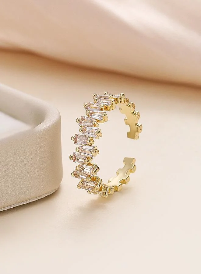 Take Two  Gold Tone Baguette Crystal Ring for Women | Best Price UAE