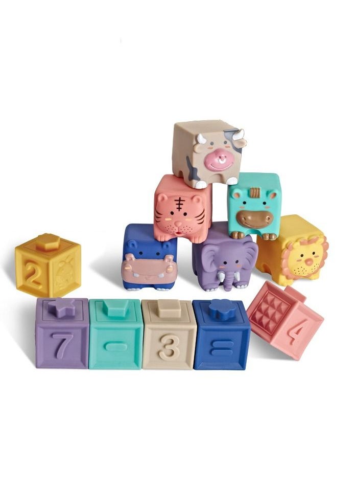 12-Piece Soft Building Blocks Squeeze Play Baby Teething Toy  - Image 1