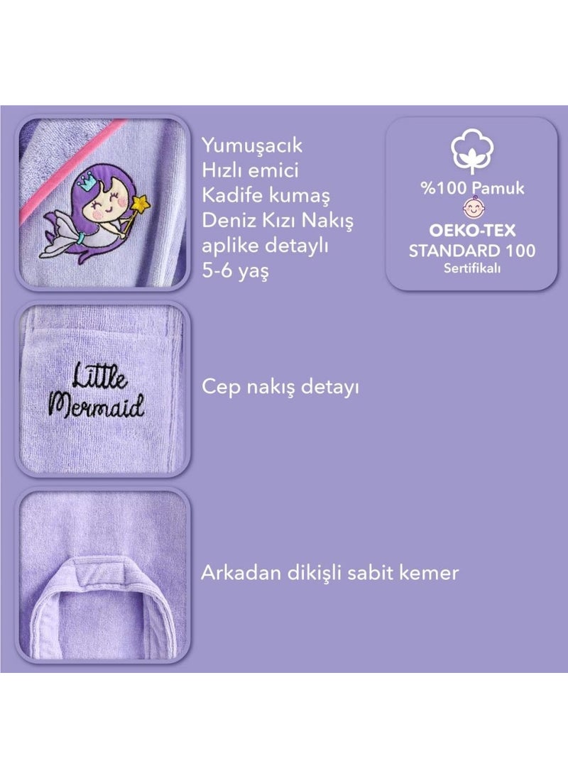 Milk&Moo Velvet Children's Bathrobe Little Mermaid 5-6 Years  - Image 2