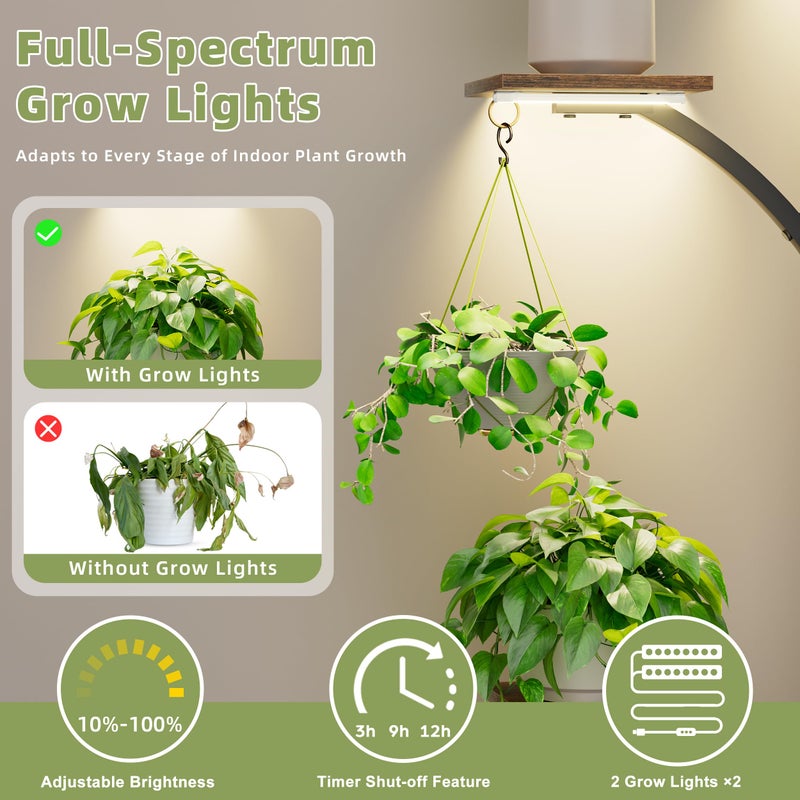 LATIBELL Plant Stand Indoor with Grow Lights - 2 Pack Corner Plant Shelf, 6 Tiered 47'' Indoor Plant Stands for Multiple Plants, K-Shaped Plant Rack Display Holder, Flower Stands for Living Room Patio Home - Image 3