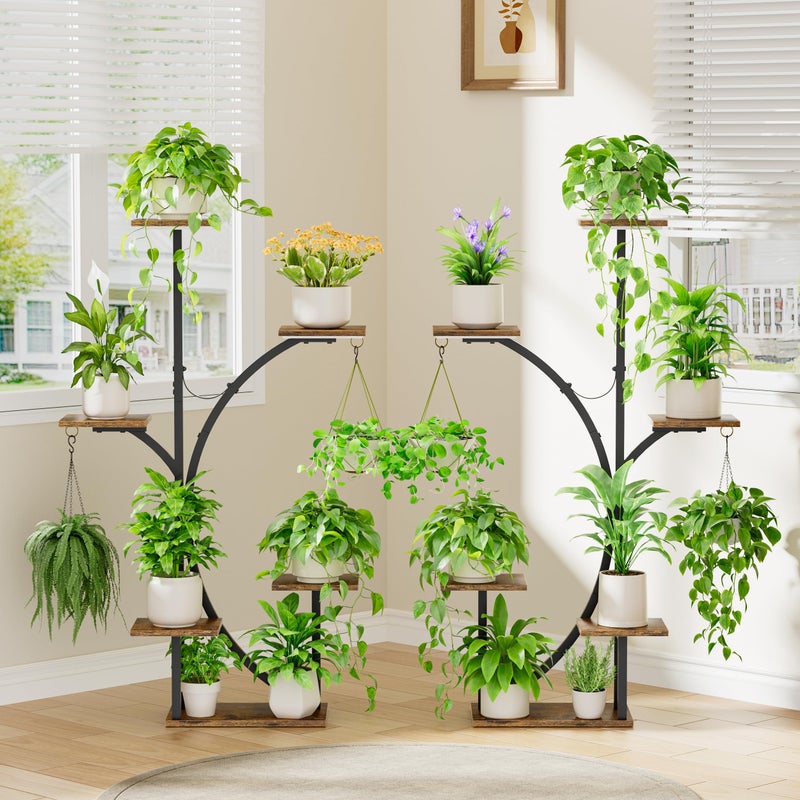 LATIBELL Plant Stand Indoor with Grow Lights - 2 Pack Corner Plant Shelf, 6 Tiered 47'' Indoor Plant Stands for Multiple Plants, K-Shaped Plant Rack Display Holder, Flower Stands for Living Room Patio Home - Image 4