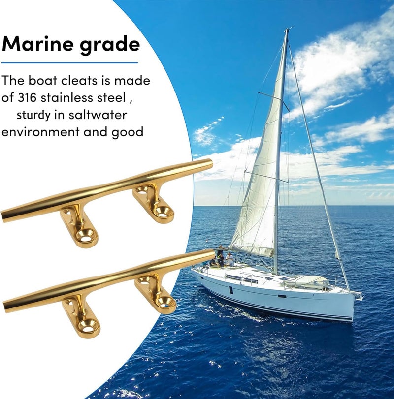 VEITHI 4/5/6 inch Dock Cleats - 316 Stainless Steel Boat Cleats Boat Dock Cleats,Open Base Dock Cleat with Fasteners,Marine Cleat Rope Cleat Boat Cleat for Boat/Deck/Nautical Decor(1,2,4,6,8 Pack) - Image 4