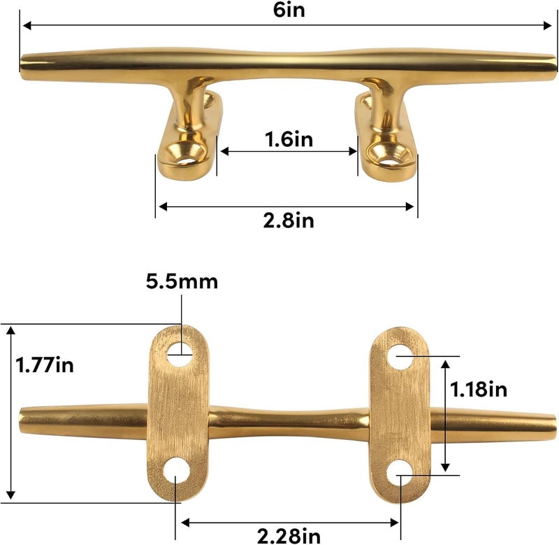 VEITHI 4/5/6 inch Dock Cleats - 316 Stainless Steel Boat Cleats Boat Dock Cleats,Open Base Dock Cleat with Fasteners,Marine Cleat Rope Cleat Boat Cleat for Boat/Deck/Nautical Decor(1,2,4,6,8 Pack) - Image 2