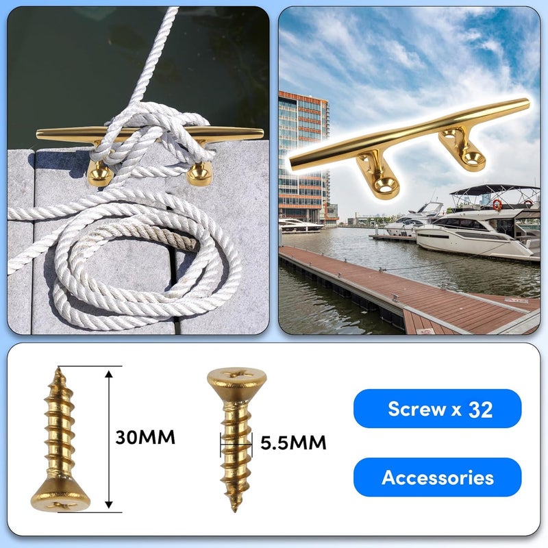 VEITHI 4/5/6 inch Dock Cleats - 316 Stainless Steel Boat Cleats Boat Dock Cleats,Open Base Dock Cleat with Fasteners,Marine Cleat Rope Cleat Boat Cleat for Boat/Deck/Nautical Decor(1,2,4,6,8 Pack) - Image 3