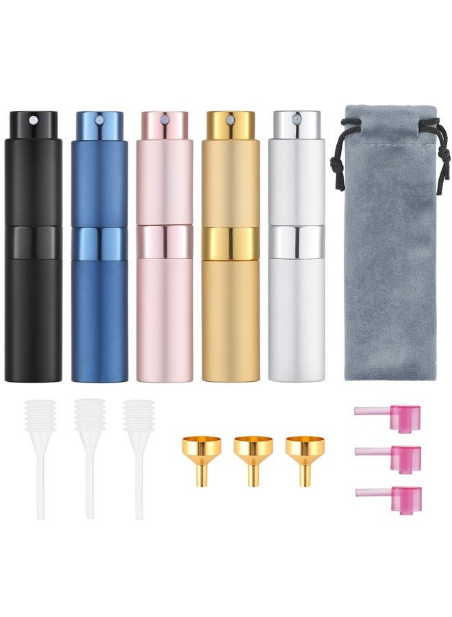 Tekson 5PCS 8ml Travel Perfume Atomizer Refillable, Mini Cologne Spray Bottle Empty, Small Aftershave Portable Sprayer for Liquid Dispenser (Five Colors) - Image 1