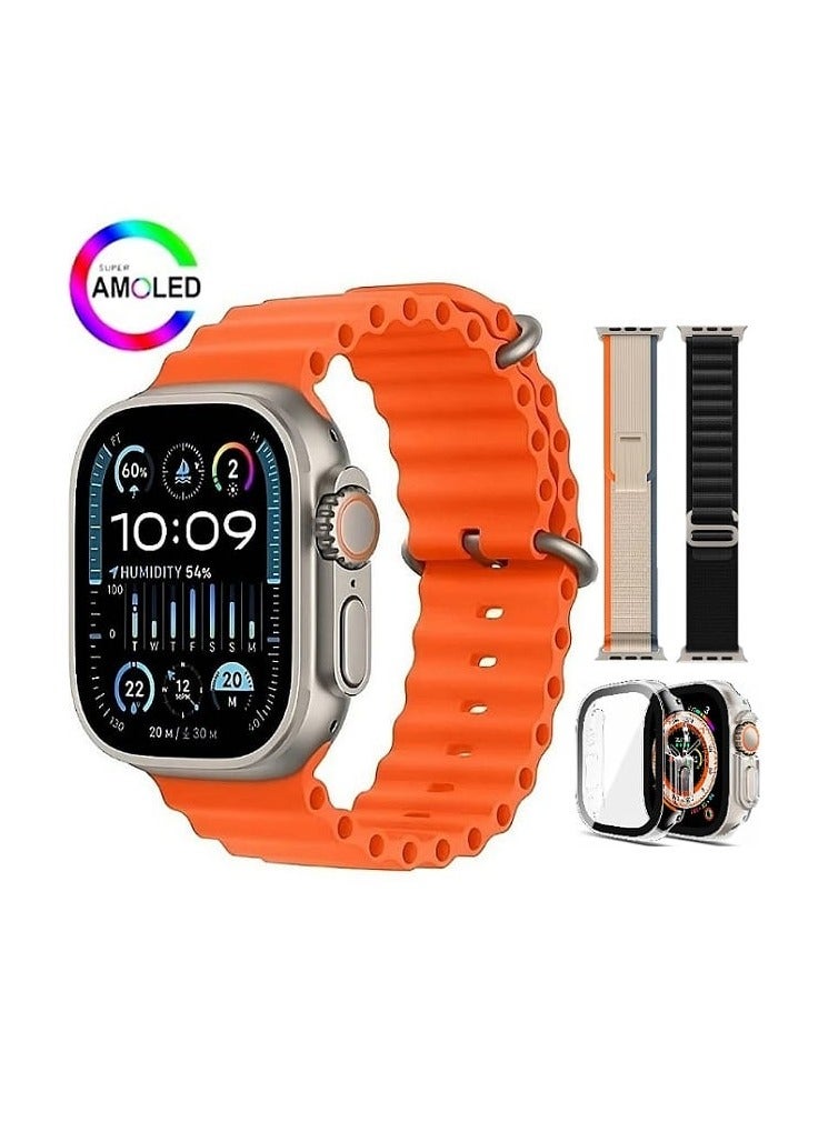 هونج كونج ساعة ذكية HK10 ULTRA 3 الجديدة بشاشة AMOLED ومستشعر G AI وميزات HK9 المحدثة بحزامين إضافيين وغطاء حماية 2 في 1 - Image 1