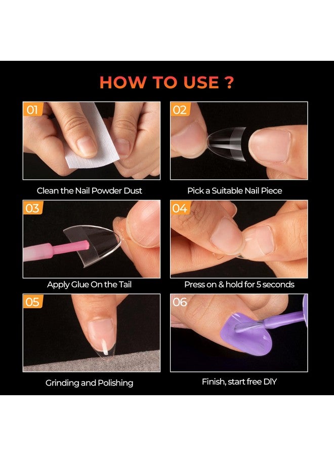 Ranrose Short Almond Nail Tips 240PCS Half Matte Soft Gel Nail Tips 12 Sizes Short Almond Half Cover False Nails with Handles for Press on Nails Extension Art Home & DIY Nail Salon with Box - Image 4