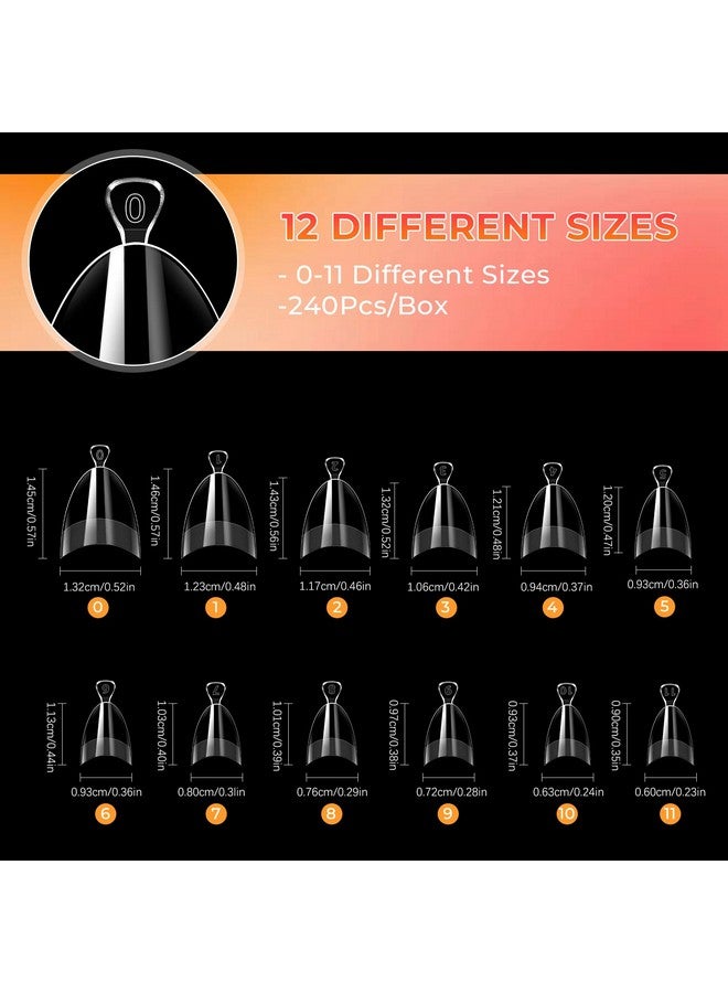 Ranrose Short Almond Nail Tips 240PCS Half Matte Soft Gel Nail Tips 12 Sizes Short Almond Half Cover False Nails with Handles for Press on Nails Extension Art Home & DIY Nail Salon with Box - Image 2