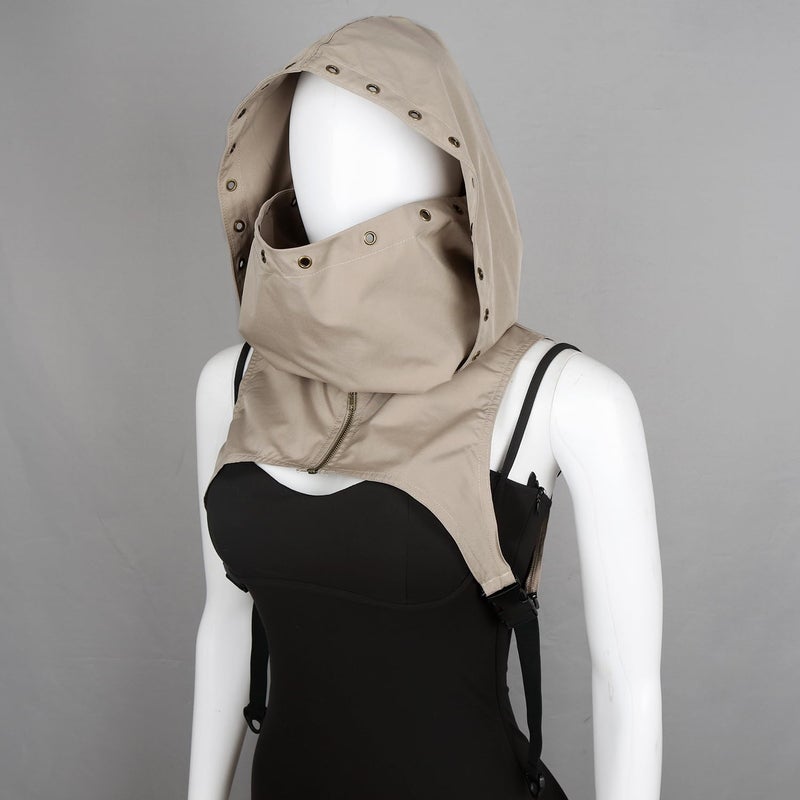 L'VOW Black Cyber Punk Rogue Cowl Hat for Men Women Medieval Gothic Hooded Cape for Halloween Unisex Cosplay Costume Dress Up Daily Wear(Z-Brown) - Image 4