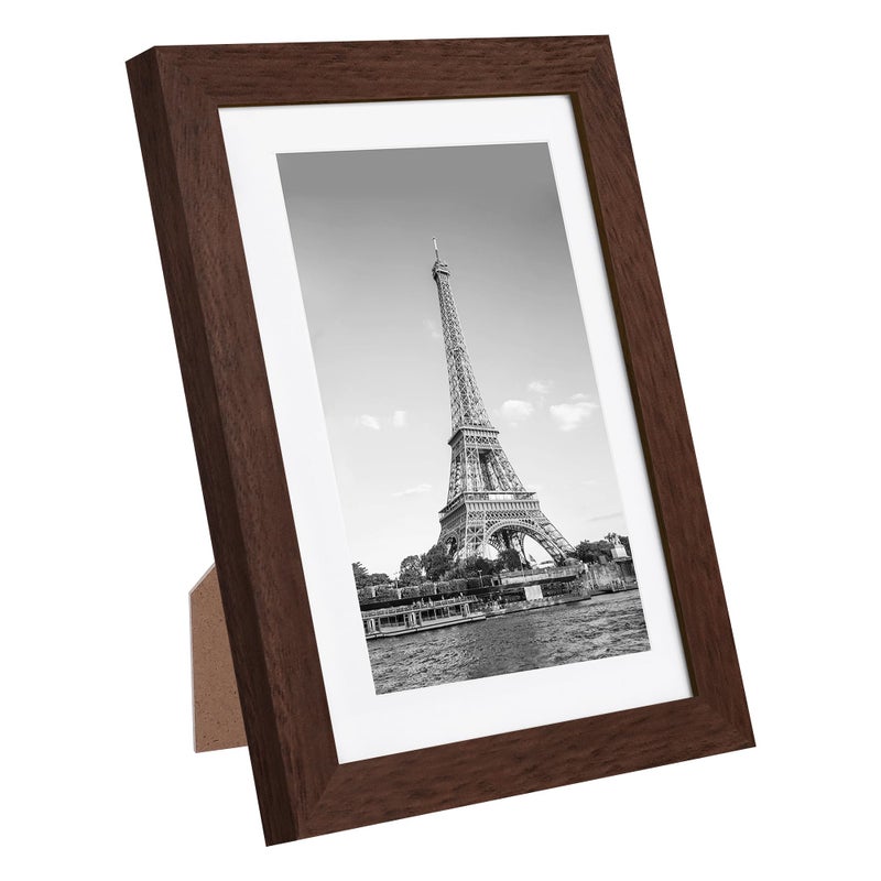upsimples 5x7 Picture Frame Set of 10, Display Pictures 4x6 with Mat or 5x7 Without, Multi Photo Frames Collage for Wall or Tabletop Display, Brown - Image 3