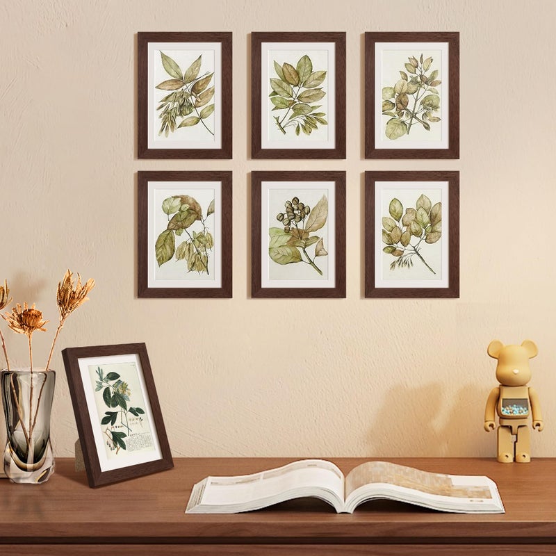 upsimples 5x7 Picture Frame Set of 10, Display Pictures 4x6 with Mat or 5x7 Without, Multi Photo Frames Collage for Wall or Tabletop Display, Brown - Image 2