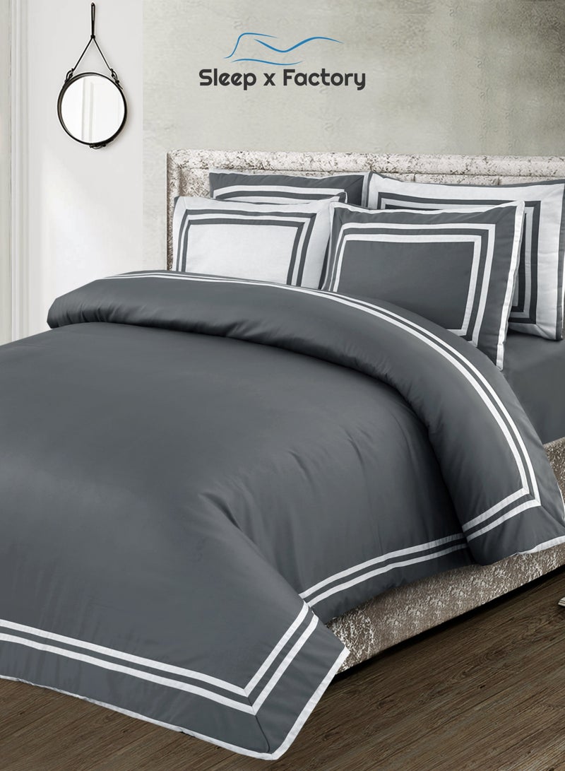 Sleep x Factory Luxury Cotton Satin Hotel Bedding Set – Embroidered – 6 Pieces – Without Filling - Image 3