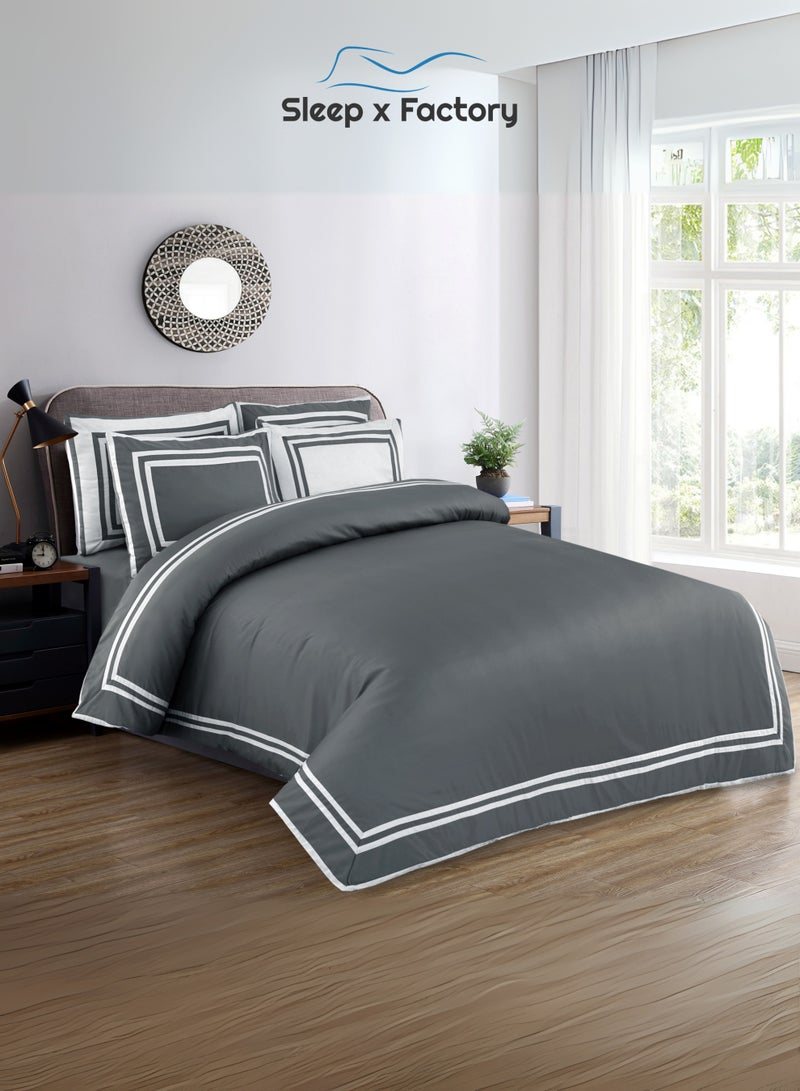 Sleep x Factory Luxury Cotton Satin Hotel Bedding Set – Embroidered – 6 Pieces – Without Filling - Image 2