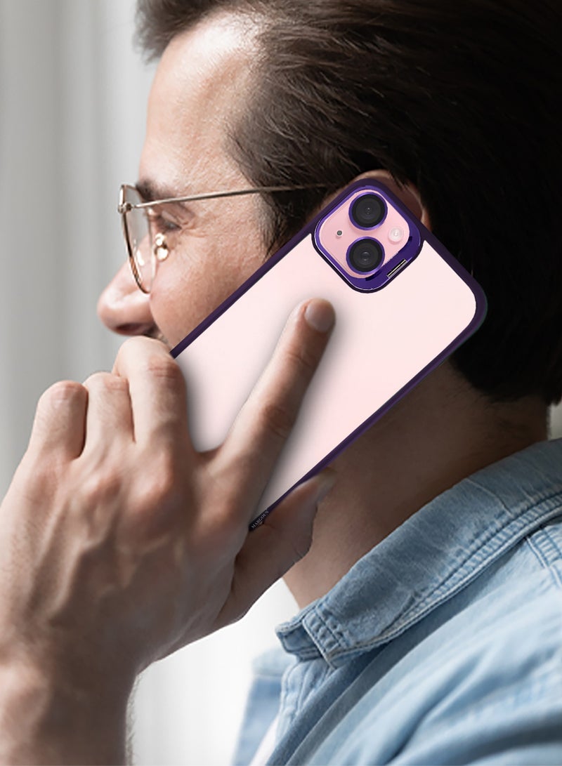 CATANES Transparent Case Cover with Flip Bracket Stand for iPhone 15 Plus – Shockproof Clear Back Cover with Lens Protection - Purple - Image 3