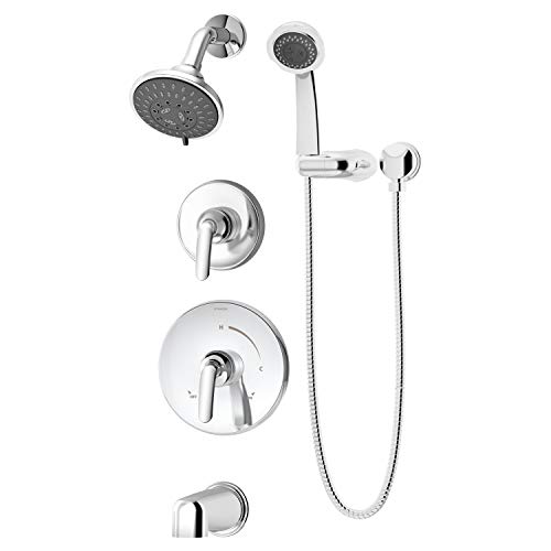 Symmons 5506-1.5-TRM Elm 2-Handle Tub and 5-Spray Shower Trim with 3-Spray Hand Shower in Polished Chrome (Valves Not Included) - Image 1