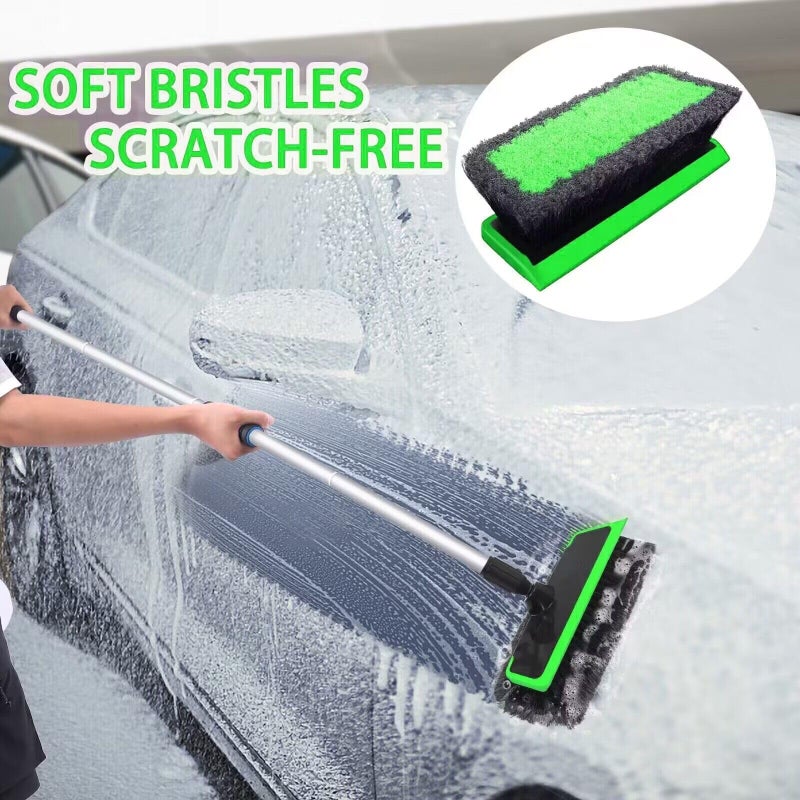 Stemni Car Wash Kit, 62'' Car Wash Brush with Long Handle, Soft Bristle Scratch-Free Car Detailing Brush Cleaning Kit, with Wash Mitt Towel Window Squeegee Tire Brush for Car SUV Truck RV Cleaning - Image 3